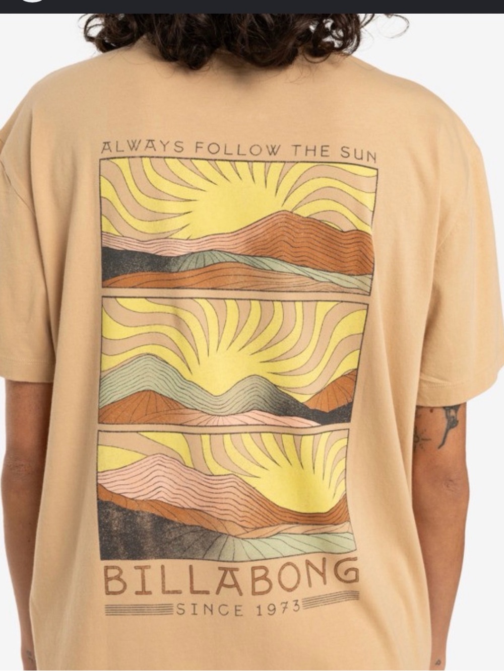 Billabong Always Follow the Sun Graphic Tee Tan XS
